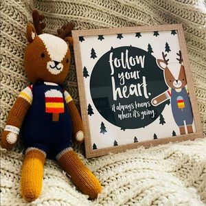 Cuddle + Kind 13” Scout Deer doll and matching inspirational print